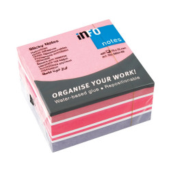 Jegyzettömb öntapadó, 75x75mm, 400lap, 5654-69 Info Notes pasztell fehér,pink, lila Öntapadó jegyzettömb Info Notes