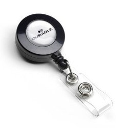 Névjegykártyatartó kihúzható patentos, Durable fekete Névkitűző Durable