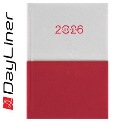 Határidőnapló Contrast A5 napi, fehér lapokkal fehér-piros Dayliner 2026. Határidőnapló Dayliner