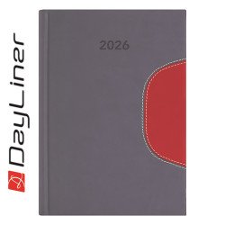 Határidőnapló Memphis B5 heti, fehér lapokkal szürke-piros Dayliner 2026. Határidőnapló Dayliner