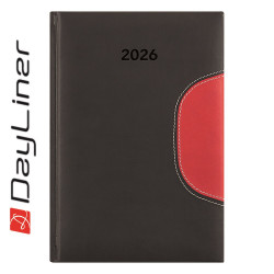 Határidőnapló Memphis A5 napi, fehér lapokkal fekete-piros Dayliner 2026. Határidőnapló Dayliner