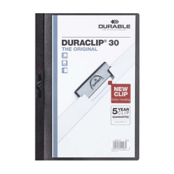 Klip mappa 30lap Durable Duraclip®, fekete Gyorsfűző, klip mappa Durable
