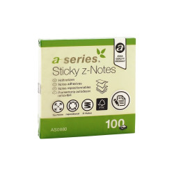 Jegyzettömb öntapadó, 75x75mm, 100lap, `Z` A-Series, sárga Öntapadó jegyzettömb A-series