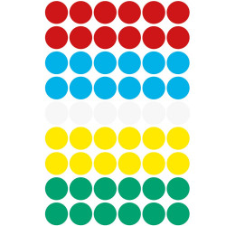 Etikett címke, o12mm, jelölésre, 5 klf. szín 54 címke/ív, 5 ív/doboz, Avery vegyes Etikett - címke Avery