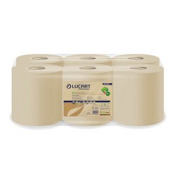 Kéztörlő 2 rétegű tekercses átmérő: 20 cm 500 lap/tekercs 6 tekercs/karton EcoNatural 500 CF Lucart_852405 havanna barna Papírtörlők Lucart