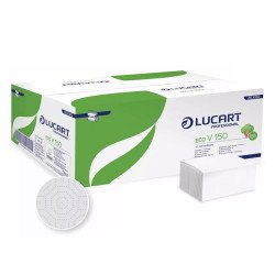 Kéztörlő 2 rétegű V hajtogatású 150 lap/csomag 20 cs/karton EcoLucart_863062 fehér Papírtörlők Lucart