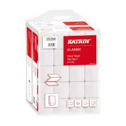 Kéztörlő 2 rétegű Z hajtogatású 200 lap/csomag 20 csomag/karton Classic Handy Pack Katrin_35298 fehérített Papírtörlők Katrin
