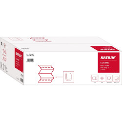 Kéztörlő 2 rétegű Z hajtogatású 160 lap/csomag 25 csomag/karton Classic None Stop M2 Katrin_34528 fehérített Papírtörlők Katrin