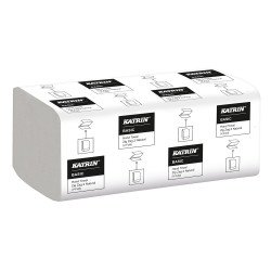 Kéztörlő 2 rétegű V hajtogatású 200 lap/csomag 20 csomag/karton Basic Handypack Katrin_35564 fehérített Papírtörlők Katrin