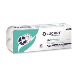 Toalettpapír 2 rétegű 200 lap/tekercs 10 tekercs/csomag Aquastream 10 Lucart_811B67J hófehér Toalettpapírok Lucart