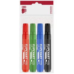 Flipchart marker készlet vízbázisú 1-4mm, vágott Artip 12XXL, 4 klf.szín Flipchart marker Ico