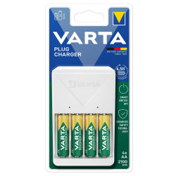 Elemtöltő, akku Plug töltő + 4 db AA 2100 mAH Varta Elem, akkumulátor, töltő Varta