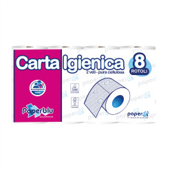 Toalettpapír 2 rétegű kistekercses 100% cellulóz 150 lap/tekercs 8 tekercs/csomag Paperblu Carta Igienica_Paperdi Toalettpapírok Paperdi