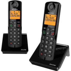 Telefonkészülék ALCATEL S280 DUO (vezeték nélküli, 1 bázis, 2 kézibeszélő, nagy kijelző, DECT) fekete/narancssárga Fax - telefon Alcatel
