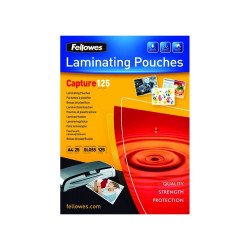 Lamináló fólia, A4, 125 mikron, fényes, 25 db/doboz, Fellowes® Kötészeti kellék Fellowes