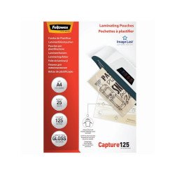 Lamináló fólia, A4, 125 mikron, fényes, 25 db/doboz, Fellowes® Kötészeti kellék Fellowes
