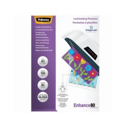 Lamináló fólia, A3, 80 mikron, fényes, 100 db/doboz, Fellowes® Kötészeti kellék Fellowes