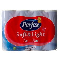 Toalettpapír 3 rétegű  kistekercses 100% cellulóz 88 lap/tekercs 24 tekercs/csomag Boni Perfex hófehér Toalettpapírok Perfex