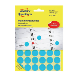 Etikett címke, o18mm, jelölésre, 24 címke/ív, 44 ív/doboz, Avery kék Etikett - címke Avery