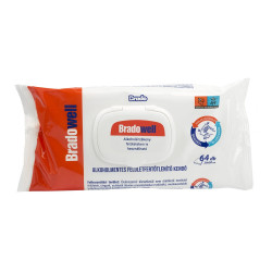 Nedves törlőkendő fertőtlenítő hatással 64 lap/csomag alkoholmentes Bradowell Nedves törlőkendők Bradochem