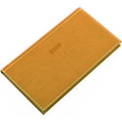 Zsebnaptár fekvő Bolero P, krémszínű lapokkal mustár Realsystem 2026. Zsebnaptár Realsystem