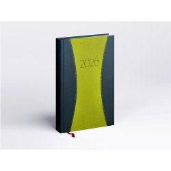 Határidőnapló Prémium A A/5, napi krémszínű lapokkal zöld Realsystem 2026. Határidőnapló Realsystem