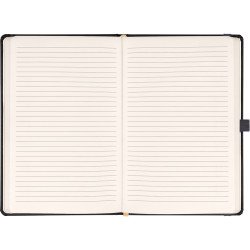 Keménytáblás notesz vonalas krémszínű lapokkal leszorító gumiszalaggal Gray 130x210mm, Presco Napló Presco