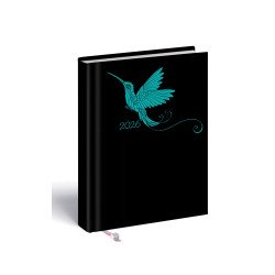 Határidőnapló Laser B/6, heti fehér lapokkal türkiz-kolibri mintával Realsystem 2026. Határidőnapló Realsystem