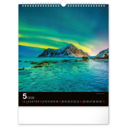 Falinaptár képes  300x340mm Aurora Borealis Realsystem 2026. Falinaptár Realsystem