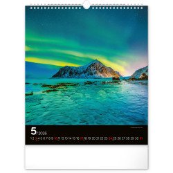 Falinaptár képes  300x340mm Aurora Borealis Realsystem 2026. Falinaptár Realsystem