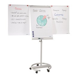Flipchart tábla mobil 68x105cm, mágneses, 2 db segédkarral, 5 görgős Premium line  F2400/N Franken Flipchart tábla Franken