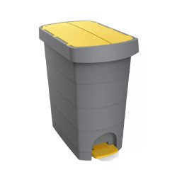 Szemetes kuka pedálos műanyag 60 literes Pelikán Slim eco antracit színű sárga tetővel UP232-214 Papírkosár, szemetes Planet