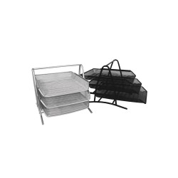 Fémhálós irattálca 3 szintes, háromrészes, Fornax ezüst Fémhálós család Fornax