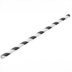 Szívószál papír 8 x 230 mm 250 db/csomag fekete / fehér csíkos Street food - party kellékek Egyéb