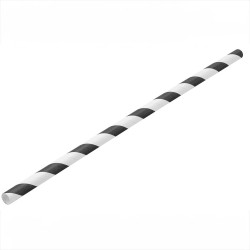 Szívószál papír 6 x 230 mm 250 db/csomag fekete/ fehér csíkos Street food - party kellékek Egyéb