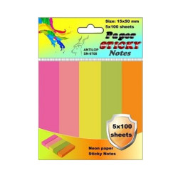 Jelölőcímke 15x50mm, 5x100lap papír, neon színek Antilop Jelölőcímke Antilop
