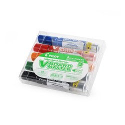 Táblamarker készlet, 2,3mm, kerek hegyű, utántölthető medium V-Board Pilot 5 klf. szín Táblamarker Pilot