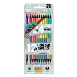 Színes ceruza készlet, kétvégű , 12/24, hegyezővel Ars Una 24 klf. neon/metál szín, Színesceruza Ars Una