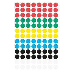 Etikett címke, o8mm, jelölésre, 6 klf. szín 104 címke/ív, 4 ív/doboz, Avery vegyes Etikett - címke Avery