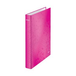 Gyűrűskönyv A4, Maxi 4cm, 2 gyűrű, D alakú, karton Leitz Wow rózsaszín Gyűrűskönyv Leitz
