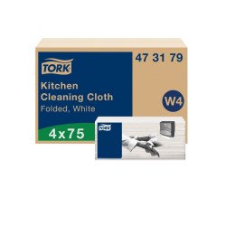 Tisztítótkendő konyhai 1 rétegű hajtogatott 75 lap/csomag 4 csomag/karton W4 rendszer TORK_473179 Papírtörlők TORK