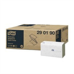 Kéztörlő 2 rétegű Z hajtogatású 250 lap/csomag 15 cs/karton toalettbe dobható Singlefold Tork_290190 fehér Papírtörlők TORK