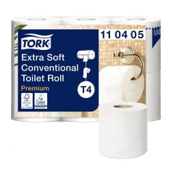 Toalettpapír 4 rétegű kistekercses átmérő: 11,8 cm 153 lap/tekercs 6 tekercs/csomag Extra Soft T4 Tork_110406 fehér Toalettpapírok TORK