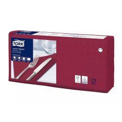Szalvéta 2 rétegű 1/4 hajtás lapméret: 32,8 x 32,5 cm 200 lap/csomag Lunch Tork_477213 bordó Szalvéták TORK
