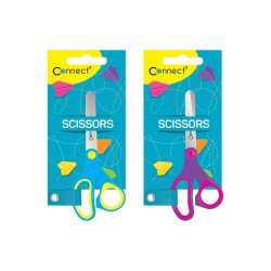 Olló 13cm, iskolai gumírozott fogóval, felakasztható csomagolásban Connect, Ollók, kések Connect