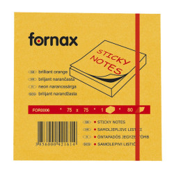 Jegyzettömb öntapadó, 75x75mm, 80lap, Fornax neon narancs Öntapadó jegyzettömb Fornax