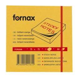 Jegyzettömb öntapadó, 75x75mm, 80lap, Fornax neon narancs Öntapadó jegyzettömb Fornax