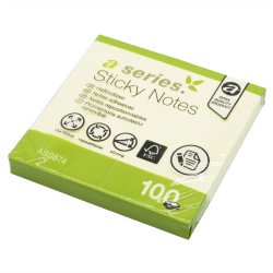 Jegyzettömb öntapadó, 75x75mm, 100lap, A-Series, sárga Öntapadó jegyzettömb A-series