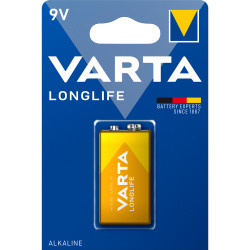 Elem 9V-os 6LR61 E Longlife 1 db/csomag, Varta Elem, akkumulátor, töltő Varta