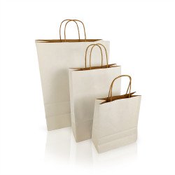 Sodrottfüles papírtáska 185x240mm 80mm talp S méret 250 db/doboz, fehér Papírzacskó , zsák h-Green